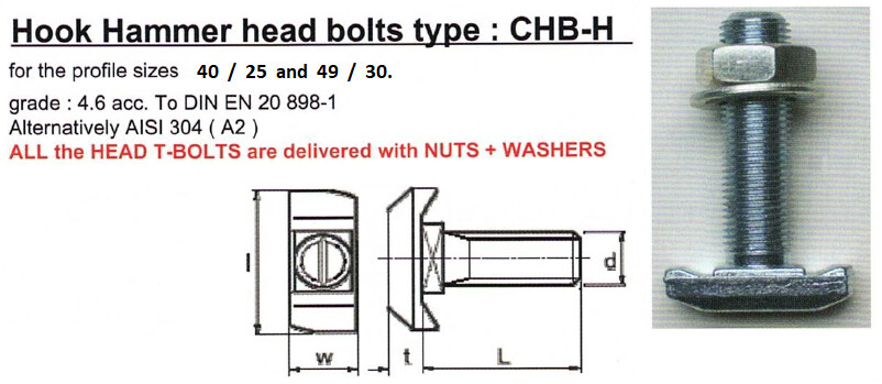 Tornillos de cabeza de martillo - CHB - H40/H49